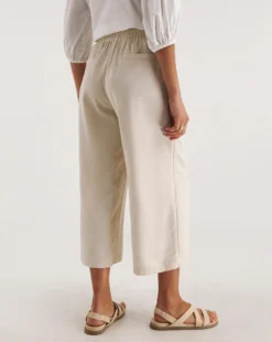 Sand Linen Mix Wide Leg Culottes -Cheap Vextalia Store y01zh857735w