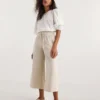 Sand Linen Mix Wide Leg Culottes
