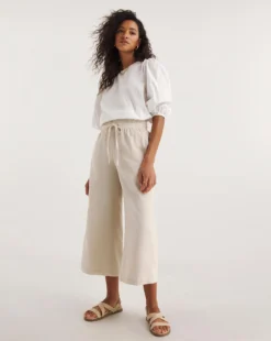 Sand Linen Mix Wide Leg Culottes