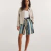 Stripe Linen Mix Knee Length Shorts