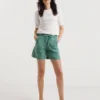 Misty Blue Linen Mix Pleat Detail Shorts