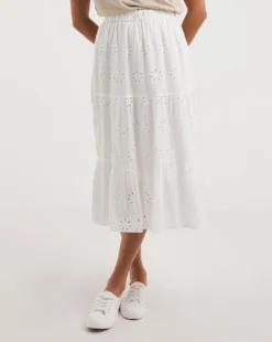 White Tiered Broderie Skirt -Cheap Vextalia Store y01zh974719w