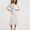 White Tiered Broderie Skirt