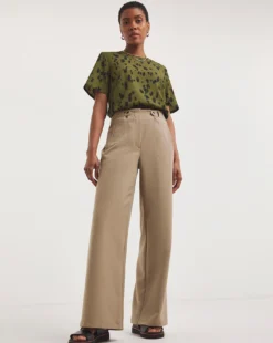 Adjustable Waist Wide Leg Trousers