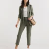 Soft Khaki Scuba Straight Leg Trousers