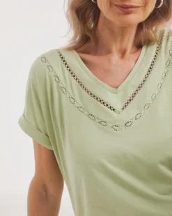 Julipa V Neck Lace T-Shirt -Cheap Vextalia Store y07eg412747w