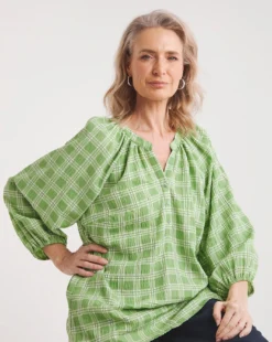 Julipa Textured Check Blouse