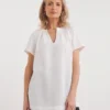 Julipa Notch Neck Linen Blouse