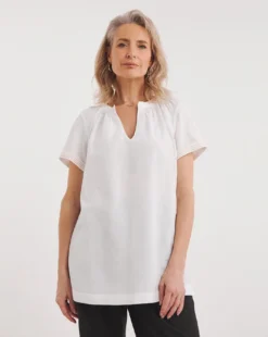 Julipa Notch Neck Linen Blouse