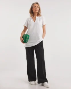 Julipa Notch Neck Linen Blouse -Cheap Vextalia Store y07eg465738w