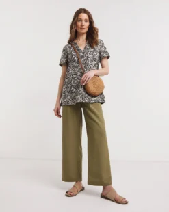 Julipa Notch Neck Linen Blouse -Cheap Vextalia Store y07eg538733w