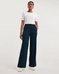 Navy Adjustable Wide Leg Trousers -Cheap Vextalia Store z01xl129709w
