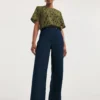 Navy Adjustable Wide Leg Trousers